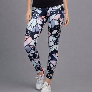 Black Pink Abstract Leggings Large NWT High Rise Athletic Yoga Pants Pockets